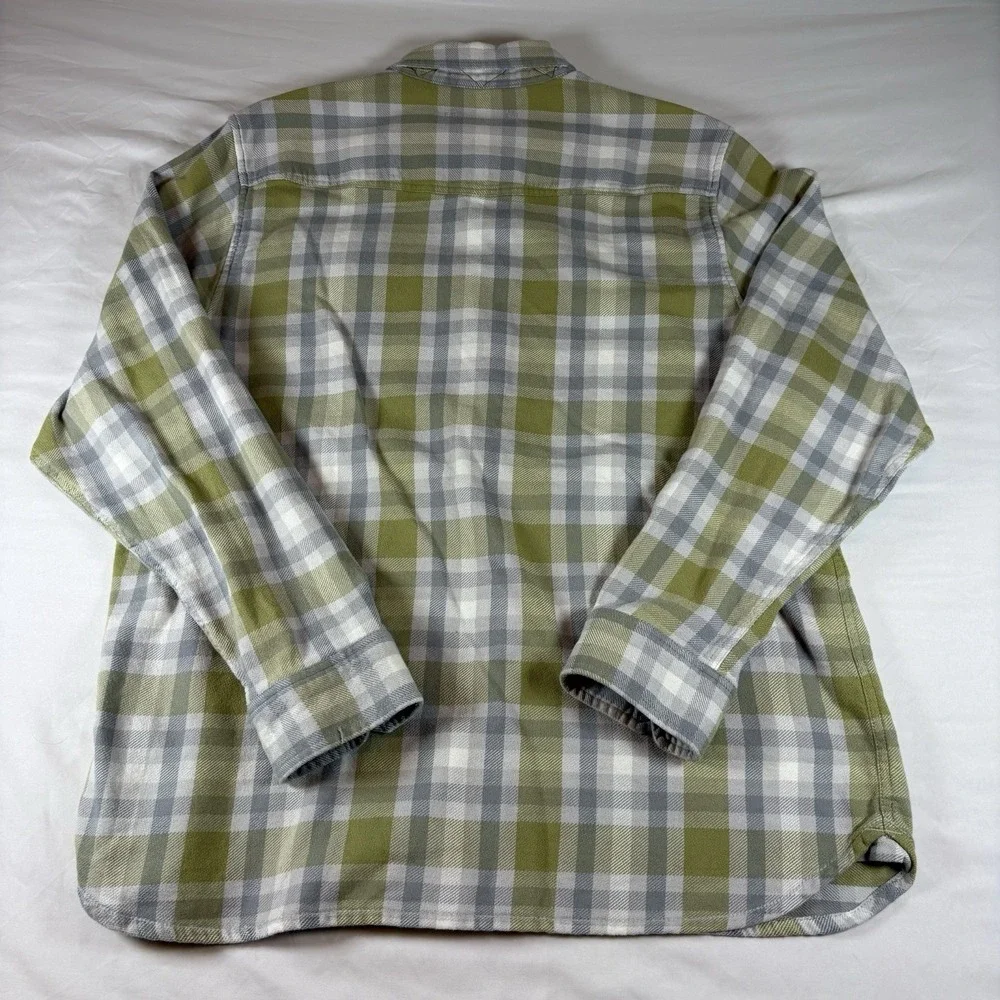 The North‎ Face Flannel Shirt Mens XL Plaid Green Gray Cotton Outdoor Casual